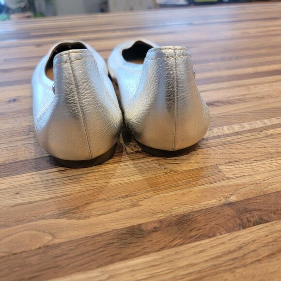 Coach Chelsea Metallic Silver Leather Ballet Flat Slip On Shoes - Picture 5 of 13
